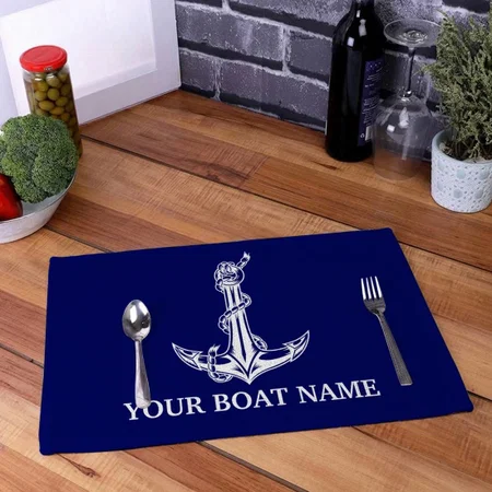 Vintage Nautical Anchor Rope Boat Name Customized Printed Cloth Placemat Table Mat