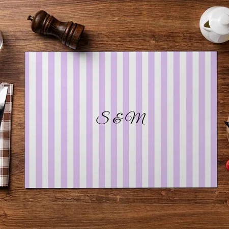Vintage Lavender & White Stripes Striped Customized Printed Cloth Placemat Table Mat