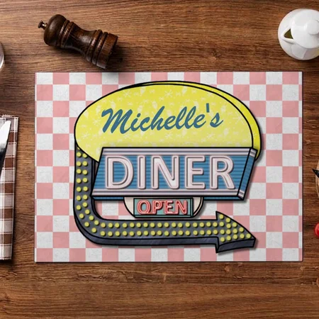 Retro 50's Diner Sign Customized Printed Cloth Placemat Table Mat