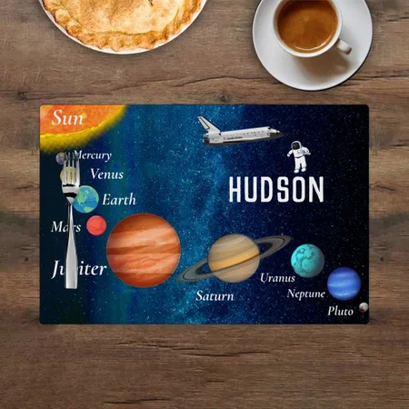 Space Theme Solar System Planets Boys Or Girls Customized Printed Cloth Placemat Table Mat
