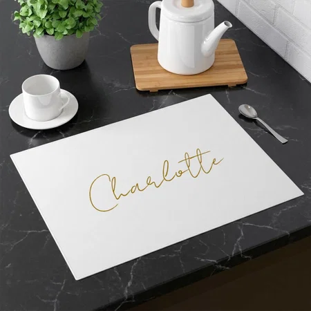 Calligraphy Gold Color Name Customized Printed Cloth Placemat Table Mat