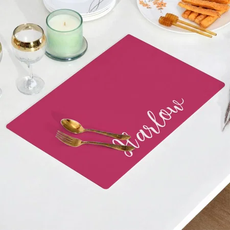 Personalized Pink With Name Customized Printed Cloth Placemat Table Mat