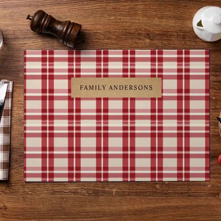 Embracing The Farmhouse Red Plaid Customized Printed Cloth Placemat Table Mat