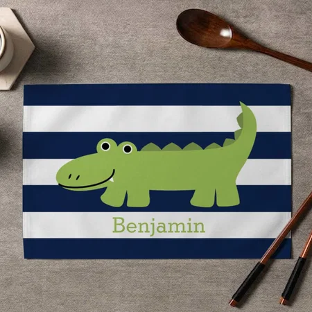 Cute Alligator Kids Customized Printed Cloth Placemat Table Mat