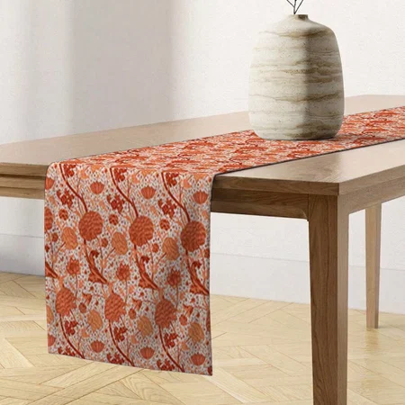 Jacobean Floral Pattern Customized Printed Cloth Table Runner