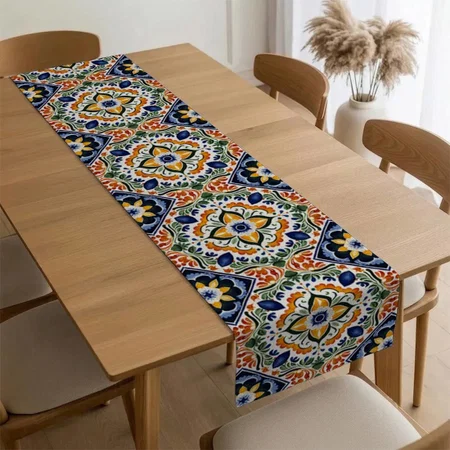 Vintage Mexican Art Pattern Customized Printed Cloth Table Runner
