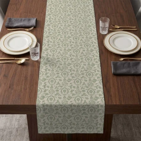 Sage Green Perfect Pear French Country Bridal Customized Printed Cloth Table Runner
