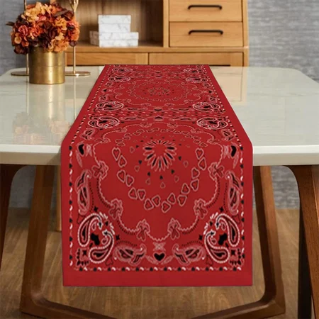 Red Bandana Customized Printed Cloth Table Runner