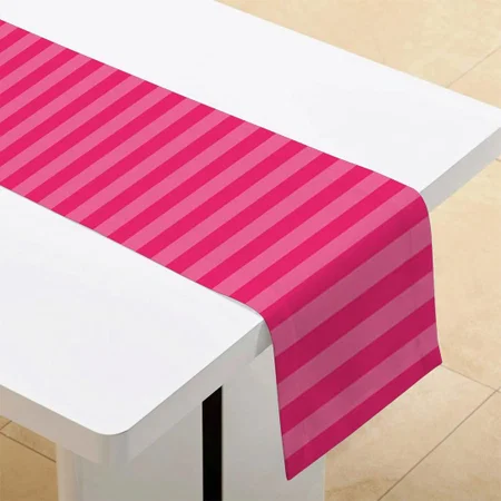 Light Pink And Hot Pink Stripes Customized Printed Cloth Table Runner