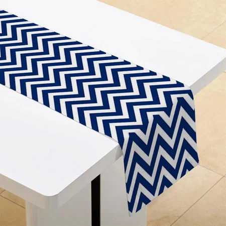 Blue Modern Chevron Stripes Customized Printed Cloth Table Runner