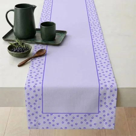Purple Paw Prints Customized Printed Cloth Table Runner
