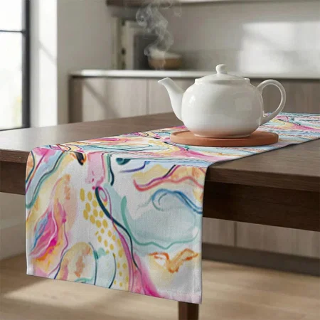 Spring Organic Texture With Flowing Wavy Shapes Customized Printed Cloth Table Runner
