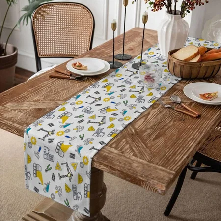 Construction Elements Customized Printed Cloth Table Runner