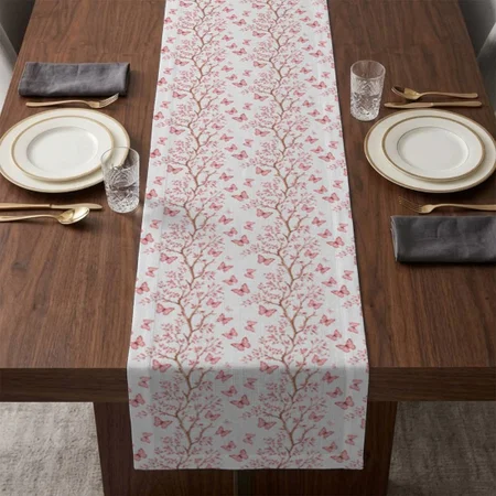 Blush Pink Floral Customized Printed Cloth Table Runner