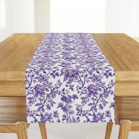 Majestic Purple Floral Customized Printed Cloth Table Runner