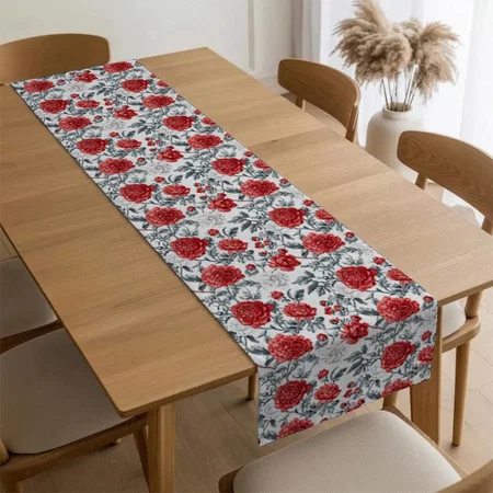Classic Floral Pattern Customized Printed Cloth Table Runner