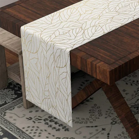 Golden Leaves Pattern Customized Printed Cloth Table Runner