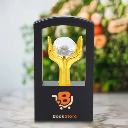 Golden 2 Hands Customized Trophy Award - 25 CM
