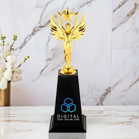 Golden Star Angel Customized Trophy Award - 32.5 CM