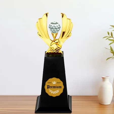 Golden Handshake Customized Trophy Award - 27 CM