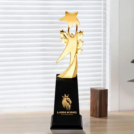 Golden Rising Star Customized Trophy Award - 35.5 CM