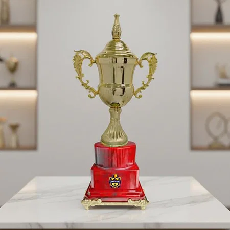 Red And Golden Metal Customized Trophy Award