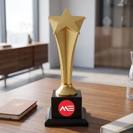 Premium Golden Star Achievement Customized Trophy Award - 30 Cm