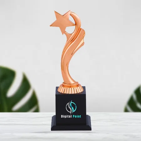 Black And Copper Metal Customized Trophy Award - 11.5 Inch
