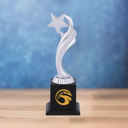 Black And Silver Metal Customized Trophy Award - 11.5 Inch