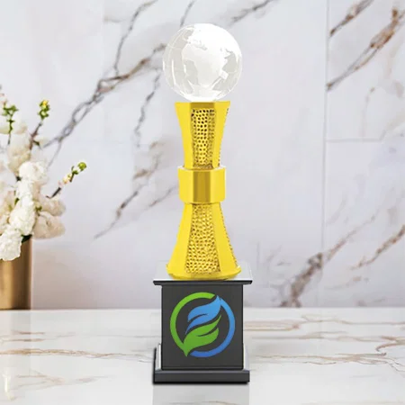 Golden Pearl Design Customized Trophy Award - 29 CM