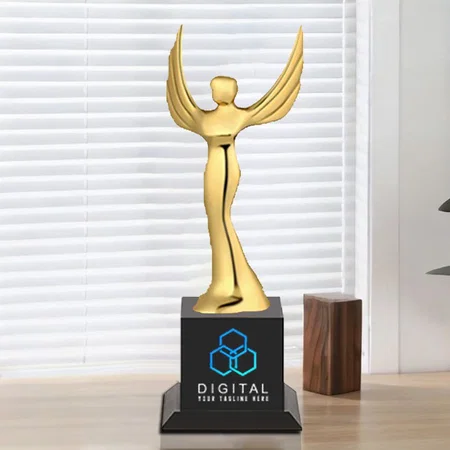 Golden Angel Wings Customized Trophy Award - 28 CM