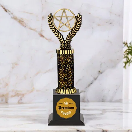 Golden Star Customized Trophy Award - 35.5 CM
