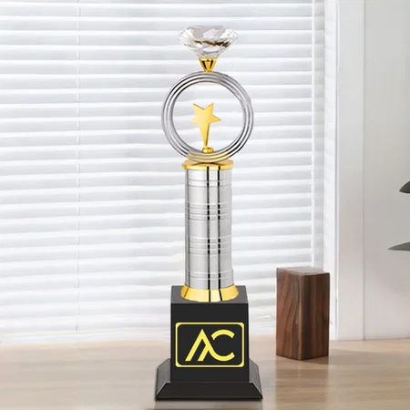 Silver Jewel & Star Customized Trophy Award - 37 CM