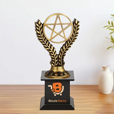 Golden Star in Circle Metal Customized Trophy Award - 25 CM