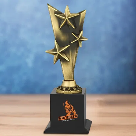 Golden Multi Stars Metal Customized Trophy Award - 28.5 CM