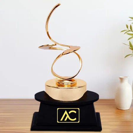 Abstract Gold Metal Customized Metal Trophy Award - 29 CM