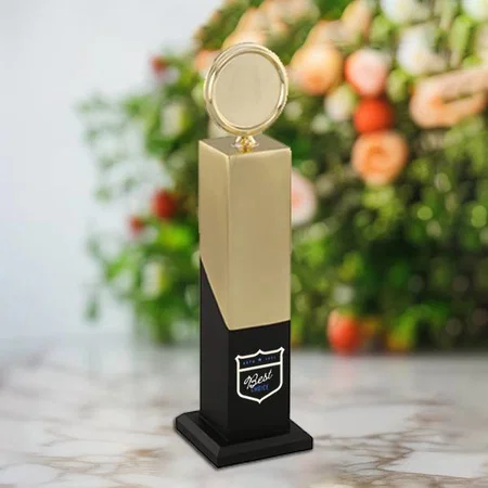 Golden Basic Design Metal Customized Trophy Award - 34 CM