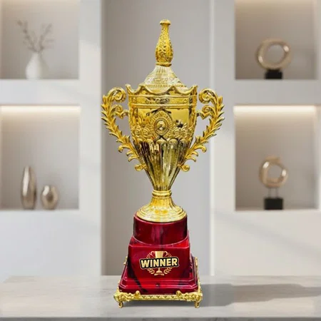 Red And Golden Fiber Customized Trophy Award