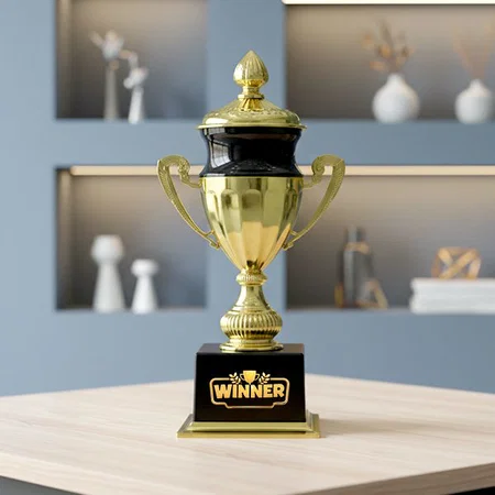 Black And Golden Fiber Customized Trophy Award