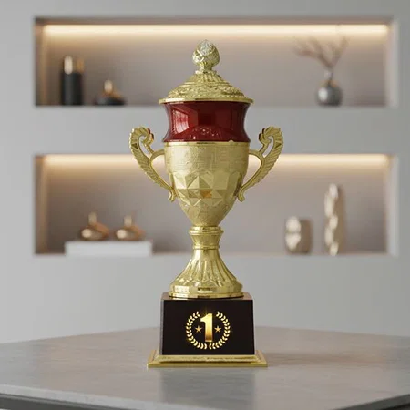 Black And Golden Fiber Customized Trophy Award