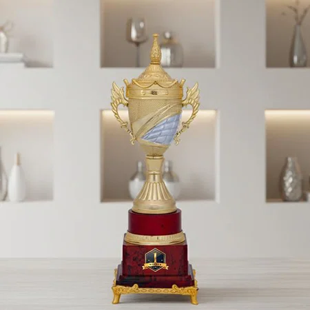 Red And Golden Metal Customized Trophy Award