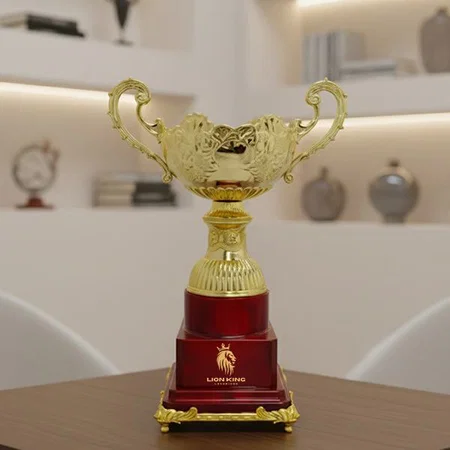 Red And Golden Fiber Customized Trophy Award