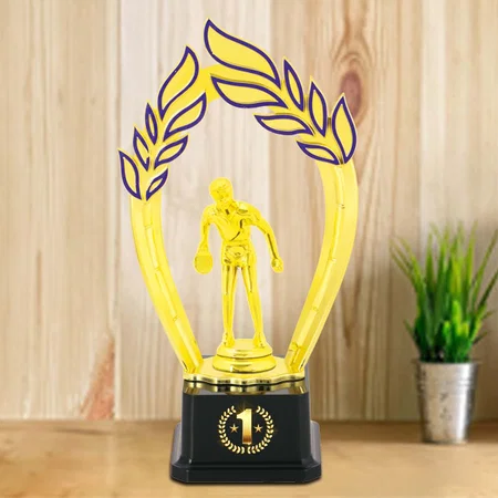 Golden Table Tennis Player Customized Trophy Award - 28.5 CM