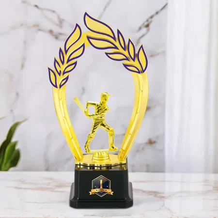 Golden Cricket Batsman Customized Trophy Award - 28.5 CM