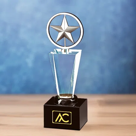 Star on Top Premium Crystal Customized Trophy Award - 27.5 CM