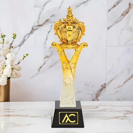 Golden Crown Crystal Customized Trophy Award - 26.5 CM