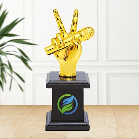 Singer Mic Golden Crystal Customized Trophy Award - 26.5 CM