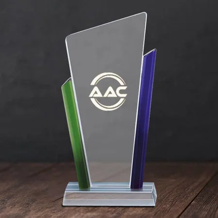 Basic Green & Blue Crystal Customized Trophy Award - 23 CM