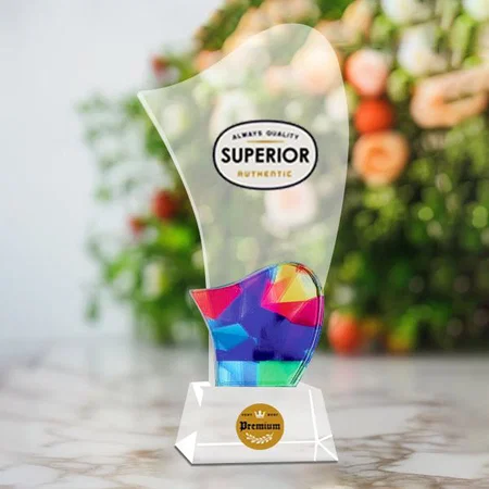 Multicolor Crsytal Customized Trophy Award - 24 CM