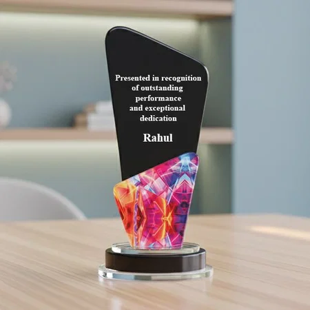Black Crystal Customized Trophy Award - 10.75 Inch